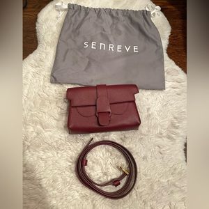 New SENREVE Aria Belt Bag Pebbled Leather Merlot